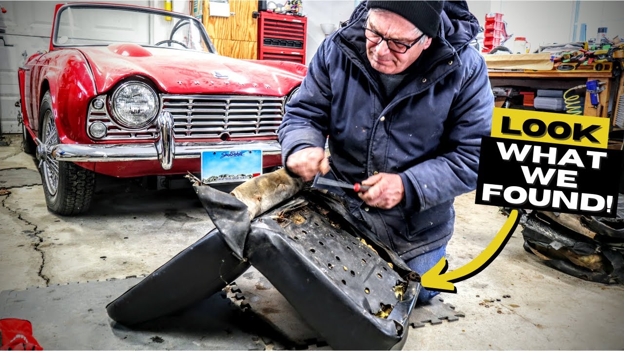 Uncovering a NASTY Surprise Inside Our Triumph TR4 Seats - SEAT TEAR DOWN