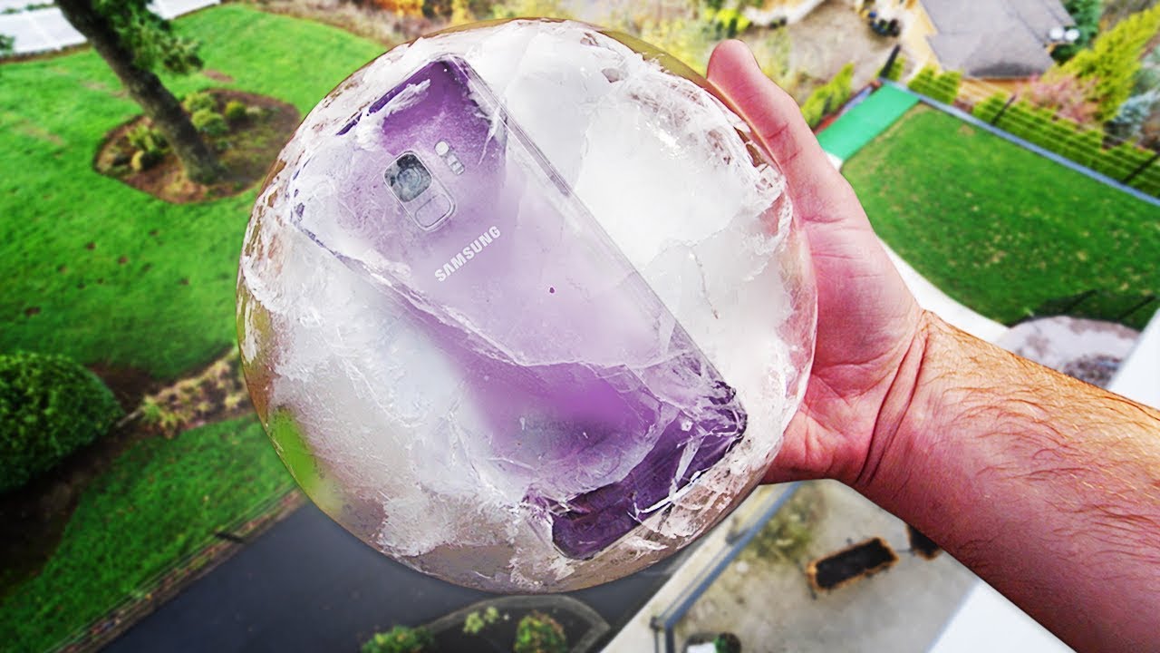 GALAXY S9 FROZEN IN ICE + DROP TEST!! Can It Survive?
