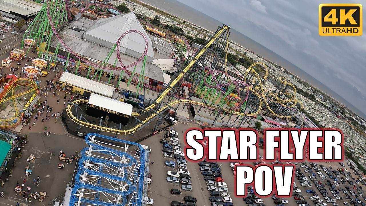 Star Flyer POV (4K 60FPS), Fantasy Island Funtime Vertical Swing Ride | Non-Copyright