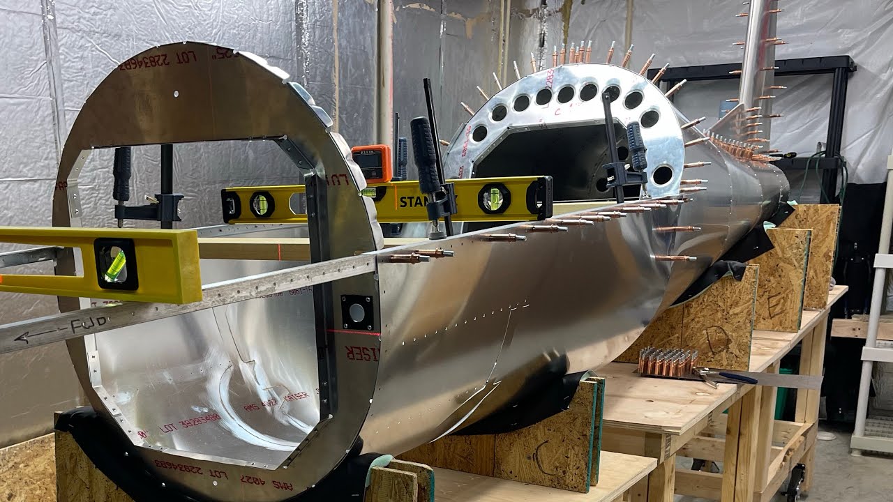 Hummel Ultracruiser aligning BC skin & side rails to aft fuselage assembly