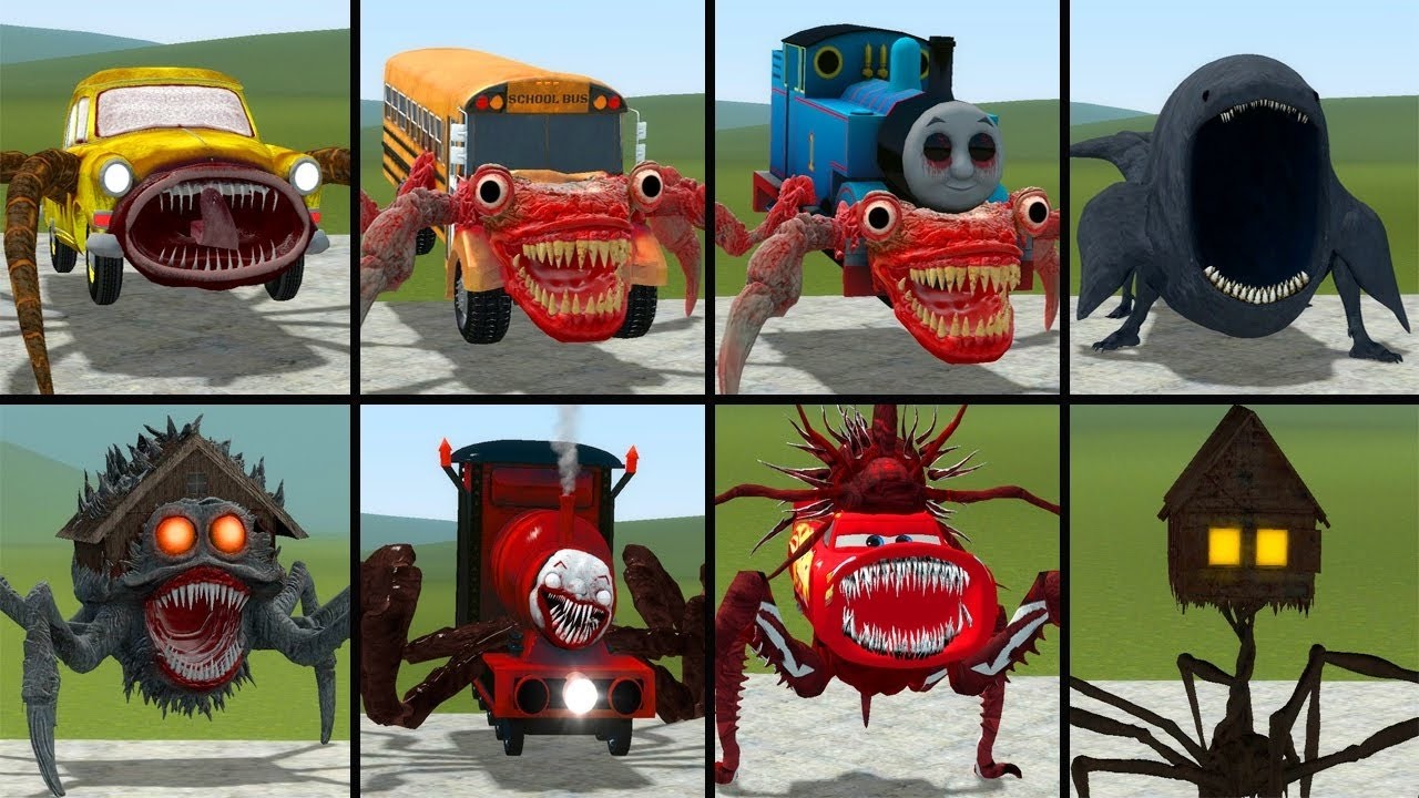 OLD AND NEW UPDATE: CAR EATER, THE BLOOP, BUS EATER BUILDING, TRAIN EATER, HOUSE HEAD IN GMOD !!