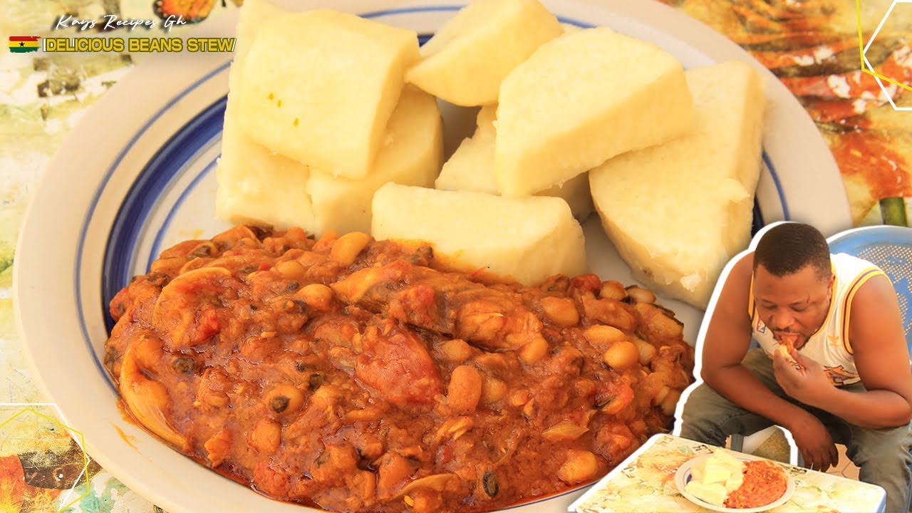 How To Make The Simple Authentic Ghanaian Beans Stew With Boiled Yam | Beans Stew Recipe