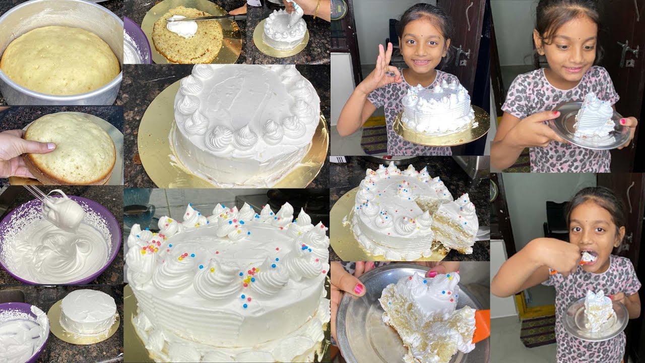 వెనీలా స్పాంజి కూల్ కేక్ 🍰ఇంట్లో తయారు చేశాను 😋మీరు ట్రై చేయండి Birthday Marriage Day