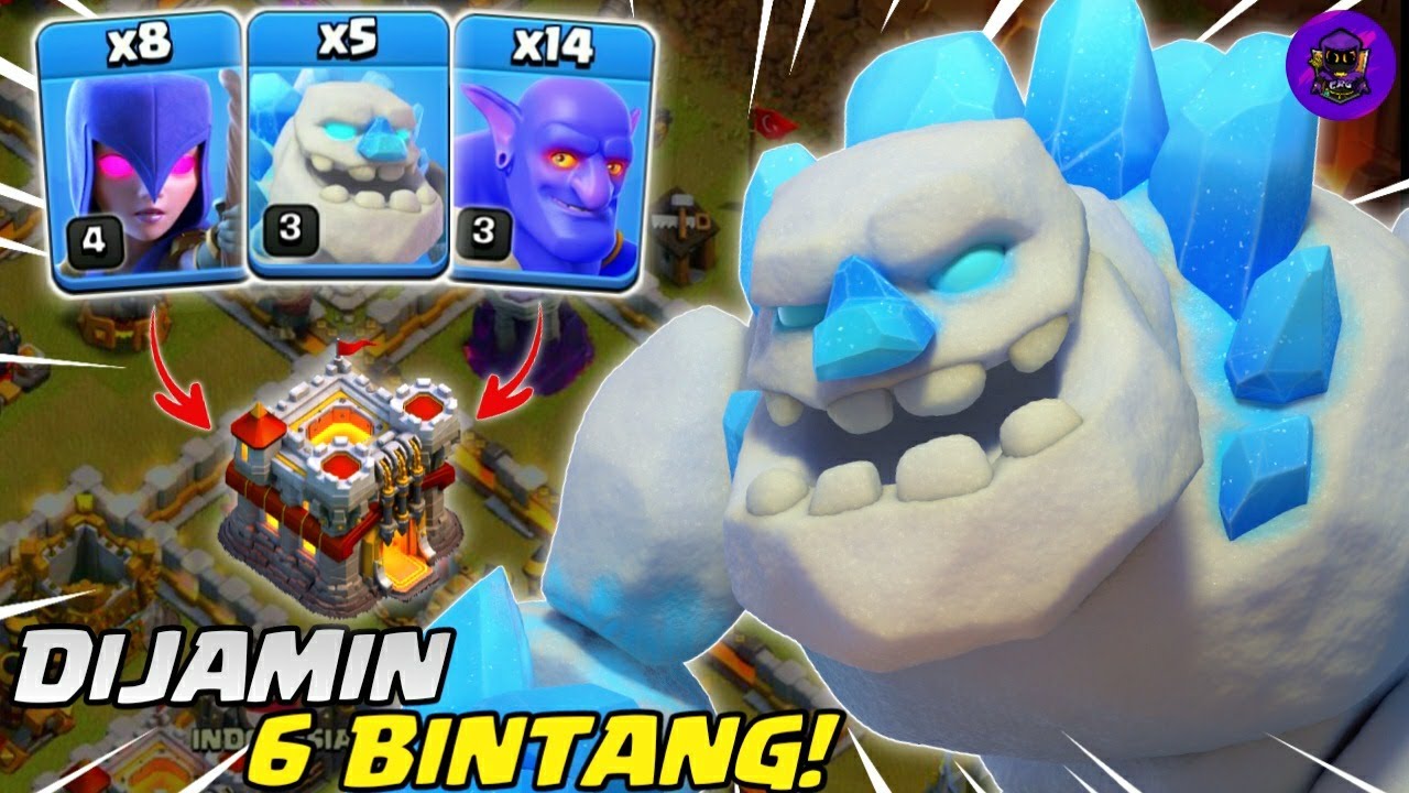 AUTO 6 BINTANG!! ICE GOLEM + WITCH + BOWLER + BAT SPELL - STRATEGI WAR TH 11 | COC INDONESIA