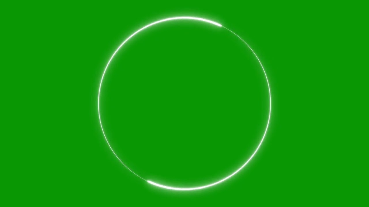 White Circle Turning - Neon Effect Green Screen - Chroma Key No Copyright Free Animation