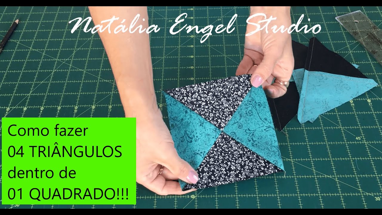 Como fazer 04 TRIÂNGULOS dentro de 01 QUADRADO 😉 PATCHWORK