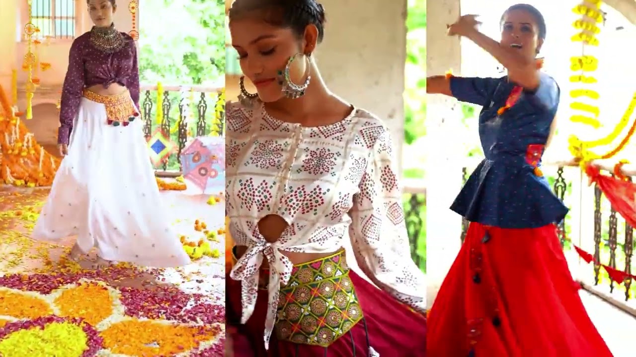 Stylish Navratri Crop Top Skirt With Beautifully Flared