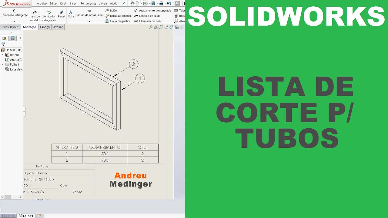 SOLIDWORKS | COMO INSERIR O COMPRIMENTO DE TUBOS EM UMA LISTA DE MATERIAIS? #solidworks