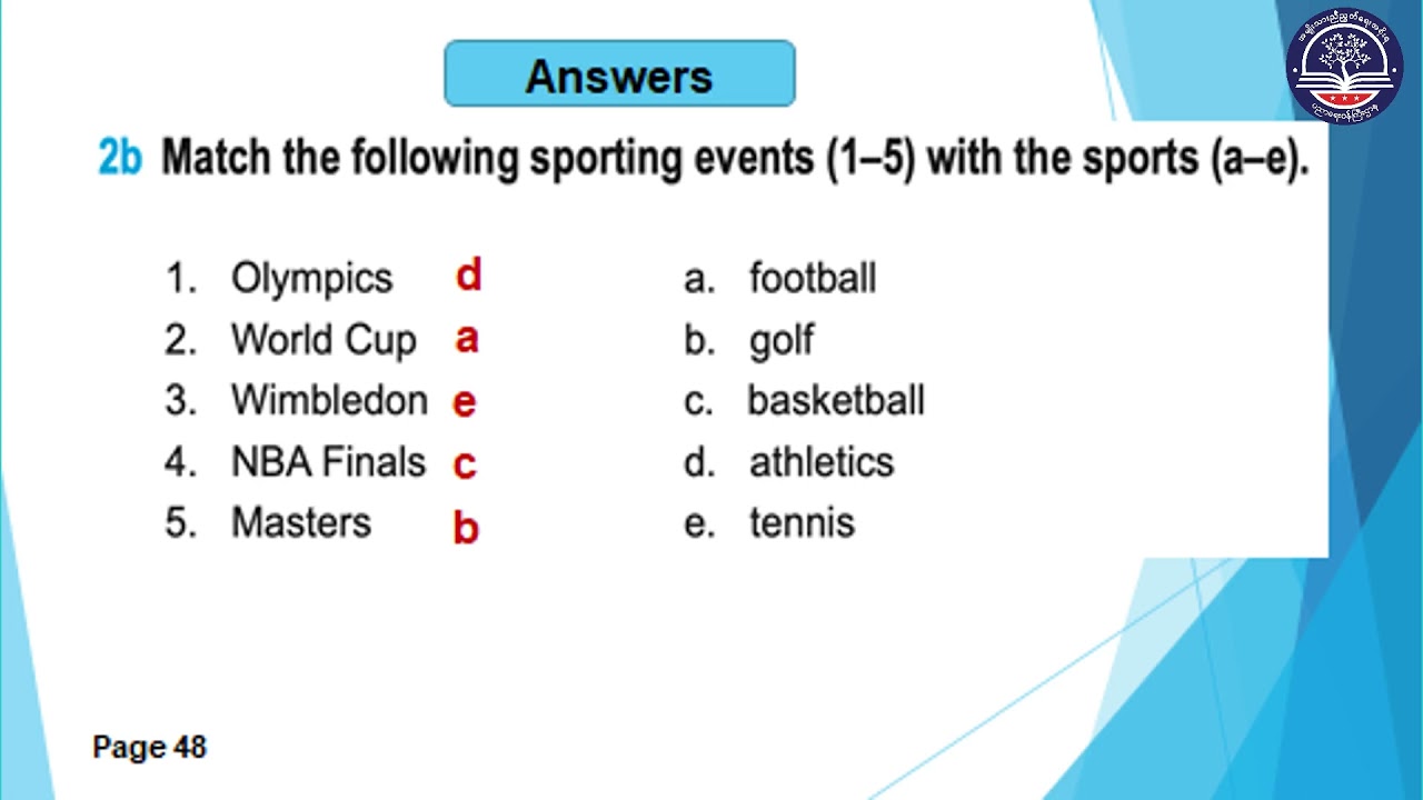 Grade7 English, Unit5 : Lesson3 (Which sports and games do you prefer, indoor or outdoor? )(Page-48)