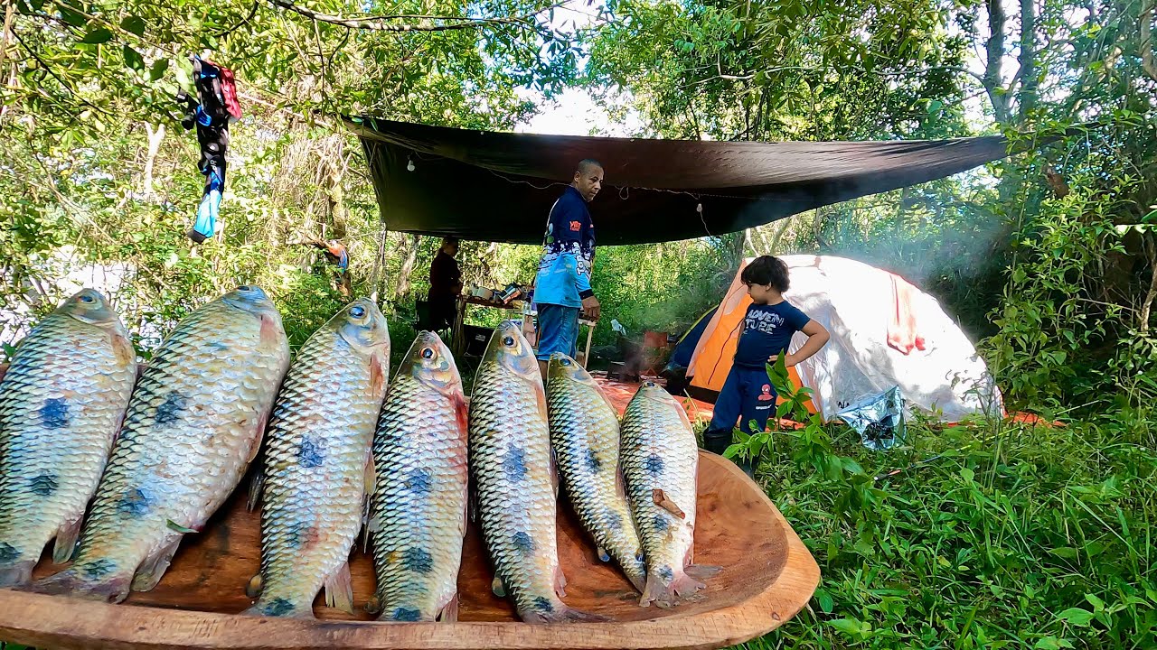 Acampamos e Preparamos Peixe Frito em nosso acampamento - Pescaria de Piau!