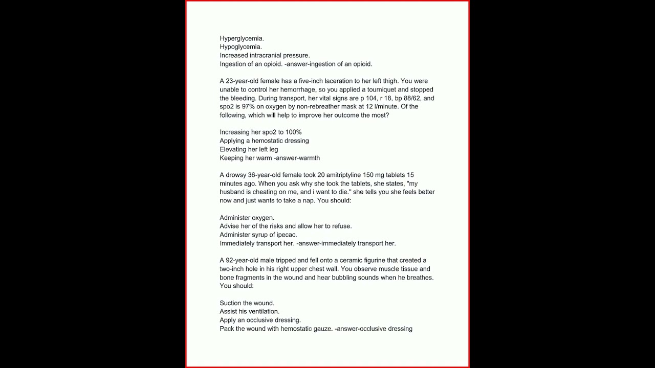Nremt Emt Cognitive Actual Exam Nremt Cognitive Exam Prep Ac video