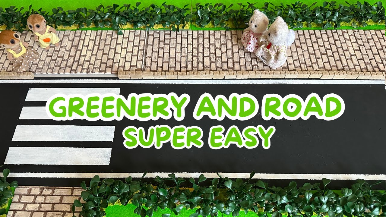 How To Make | Greenery and road | Dollhouse diorama scene | DIY
