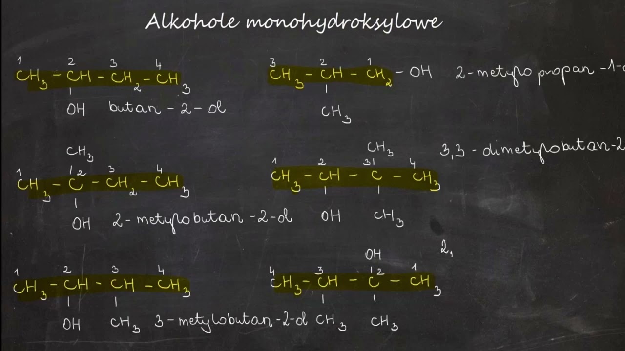 Alkohole monohydroksylowe — nazewnictwo i wzory półstrukturalne | Chemia organiczna szkoła średnia