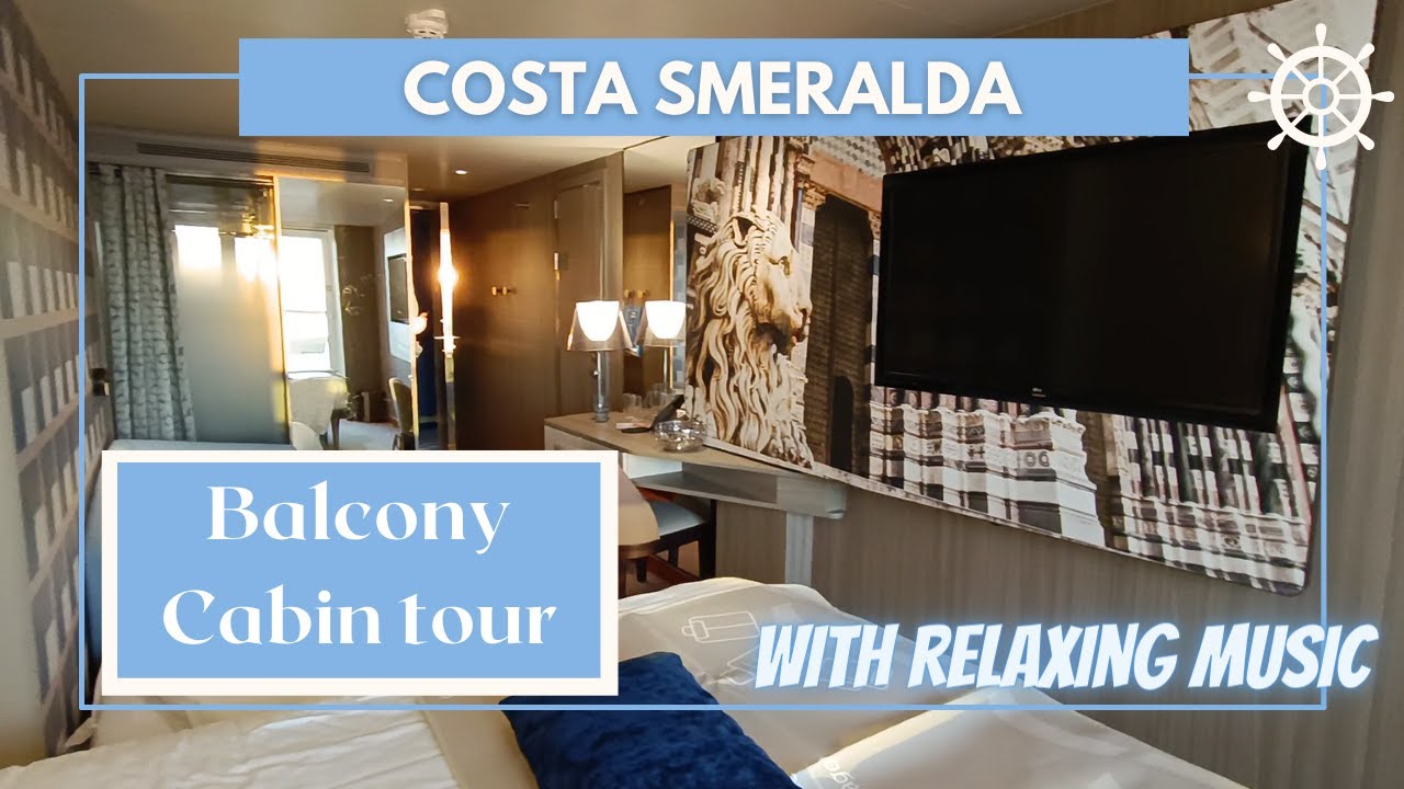 Costa Smeralda - Balcony Cabin tour - Relaxing music - All details