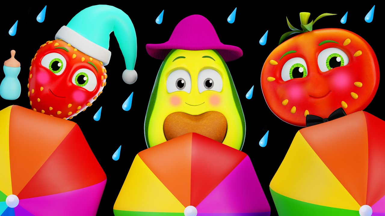 🌧️🍉 Funky Fruits Baby Sensory | Rain Rain Go Away - Fun Dancing and High Contrast Video