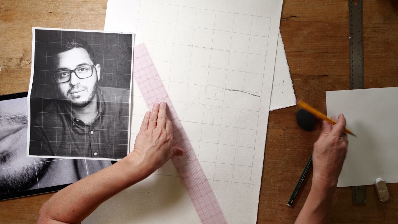 Grid drawing (Chuck Close technique)