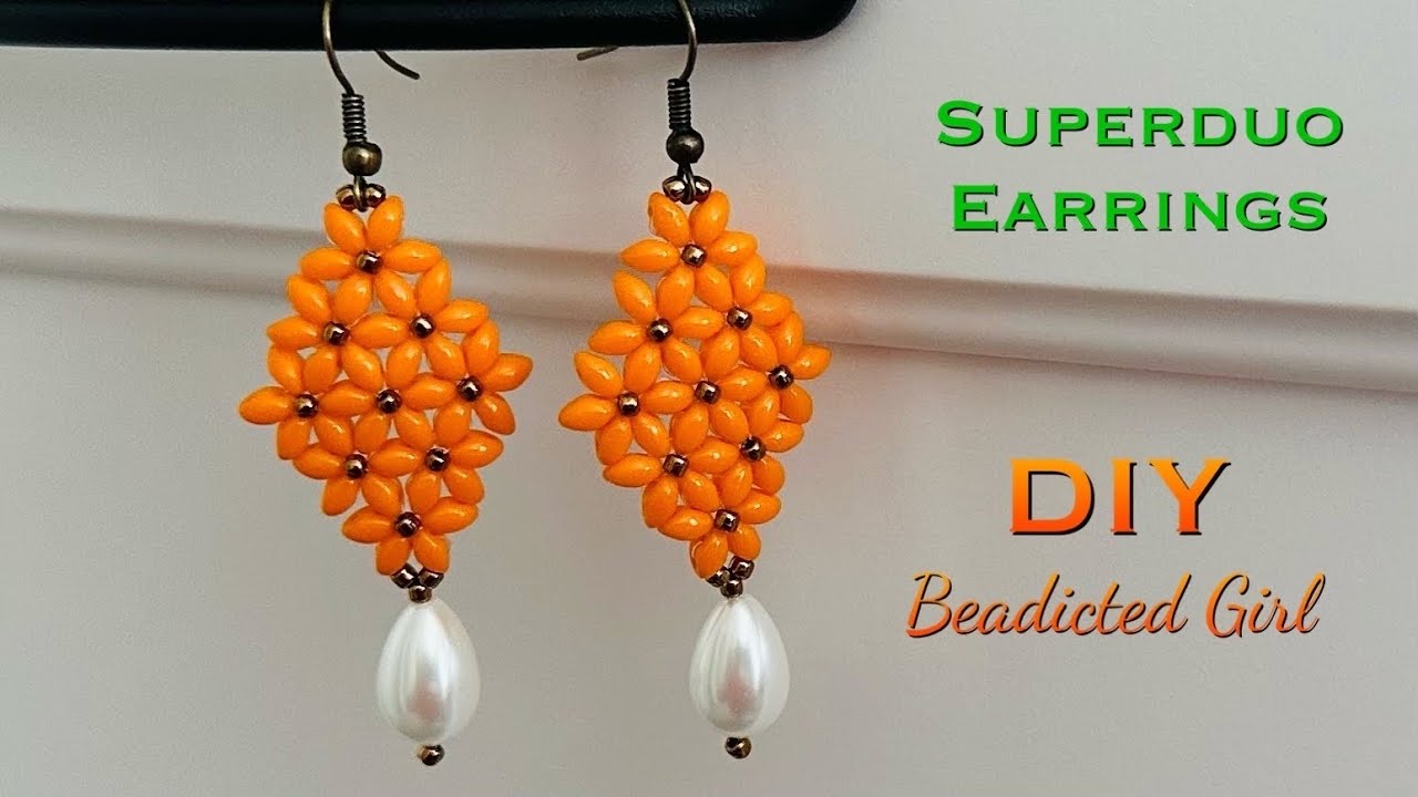 Superduo Earrings || 2 hole bead earrings || Twin bead earrings || How to make Beaded Earrings