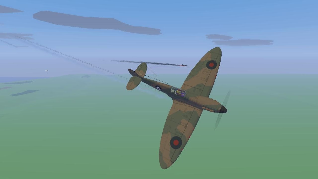 Spitfire shoot down he 111 in sky on fire