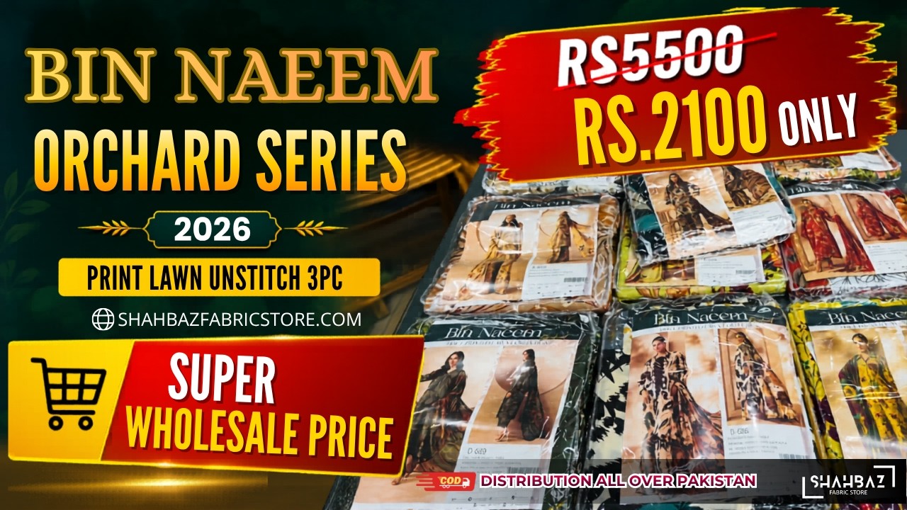 Original Brand BiN Naeem Orchard Series 2026 | Print Lawn Unstitch 3Pc | Let’s 2 Volume Distribution