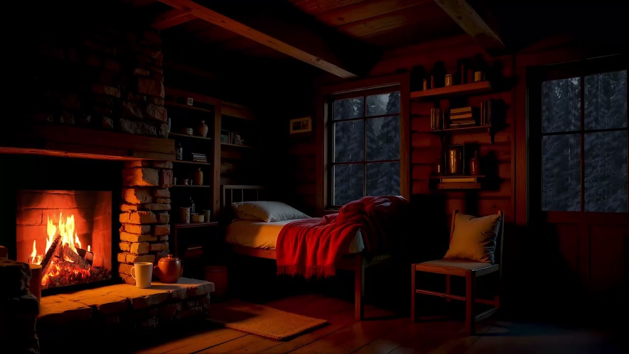 Rain Falling & Cozy Cabin 🔥❄️| Calm Mind, Insomnia Help & Deep Sleep