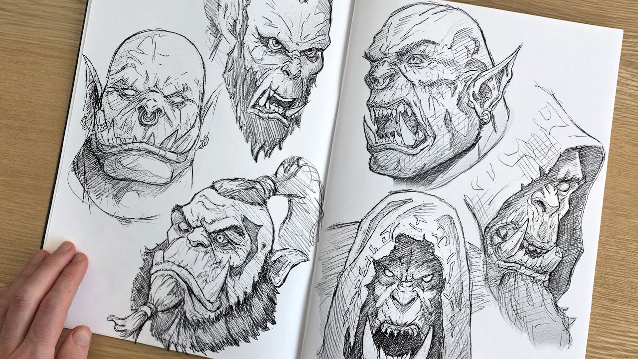 Зарисовки орков из World of Warcraft | Создание визуальной библиотеки | Изучение скетчбука