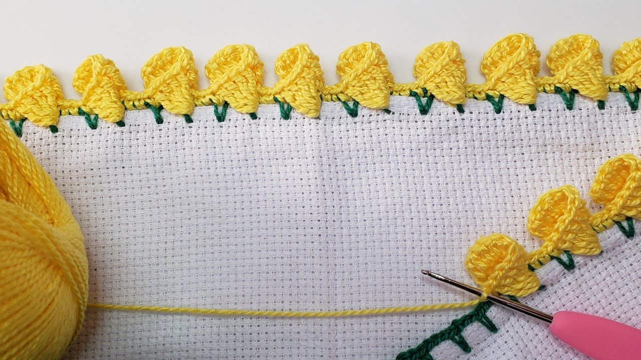 Barrado/bico para pano de prato #crochê #crochet #barradinhodecroche  🇧🇷 #34
