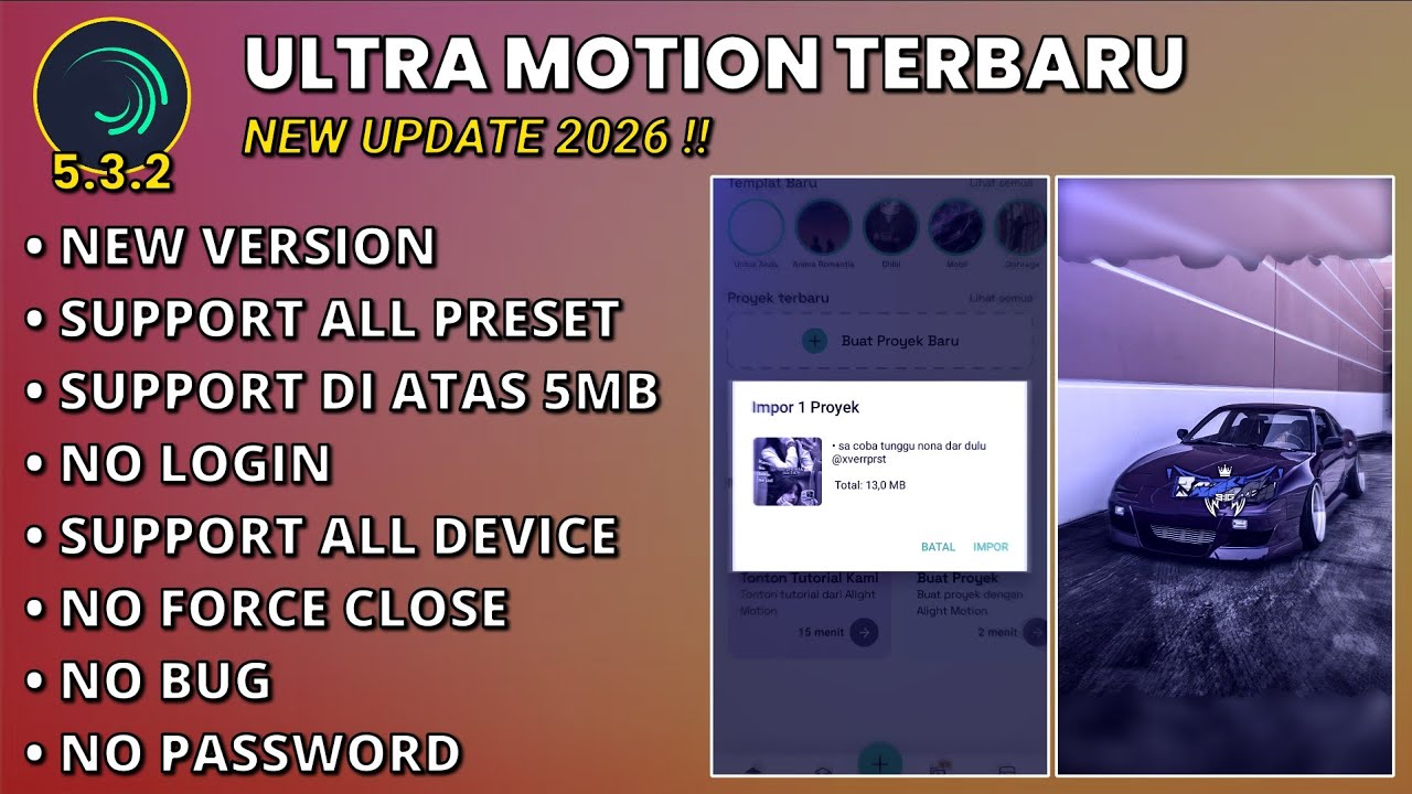NEW UPDATE‼️AM MOD TERBARU 2026 | | ULTRA MOTION SUPPORT PRESET 5MB #alightmotion #mod