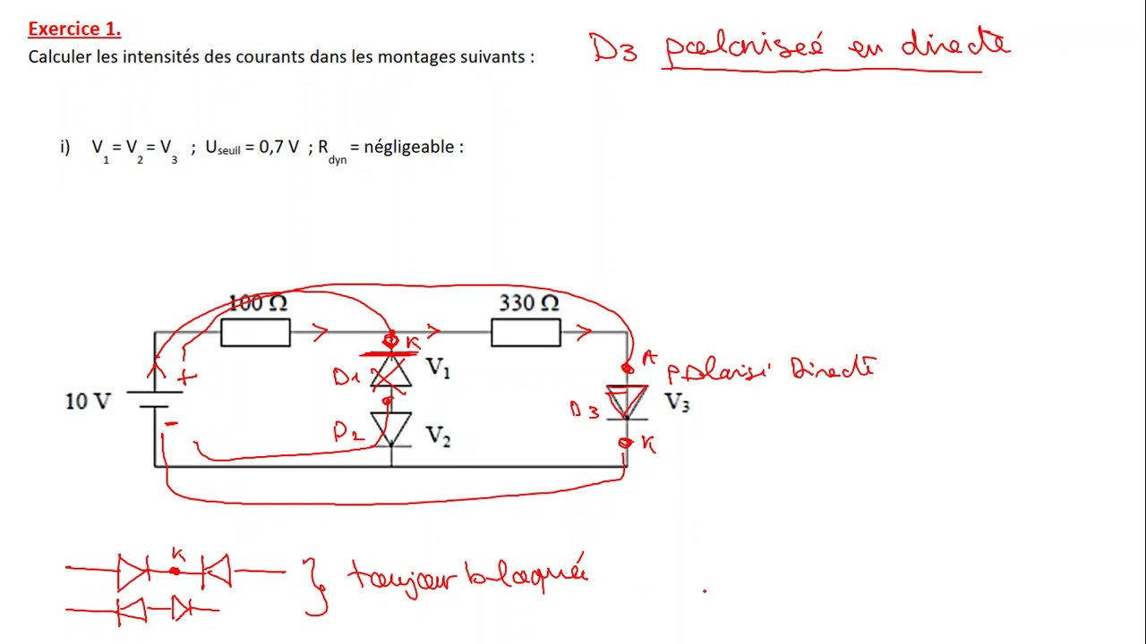 Exercice Corrigé | Calcul des Courants dans un Circuit avec Diodes
