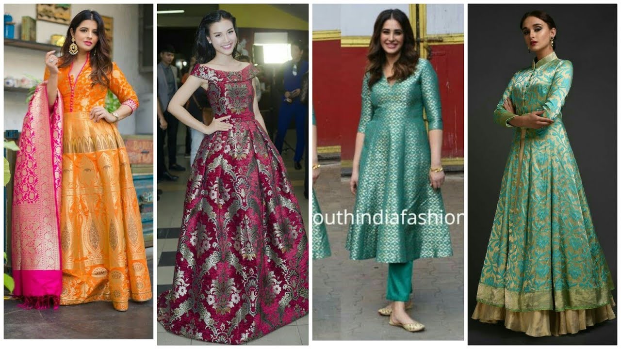 Latest Stylish Collection of Brocade Dresses//short & Long, Punjabi Kurta Style