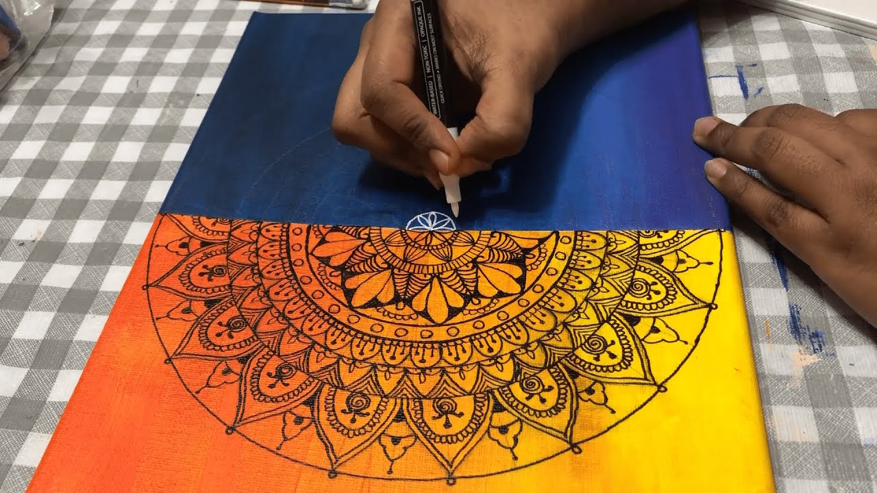 Day & Night effect mandala art on canvas | canvas wall art DIY | Acrylic painting