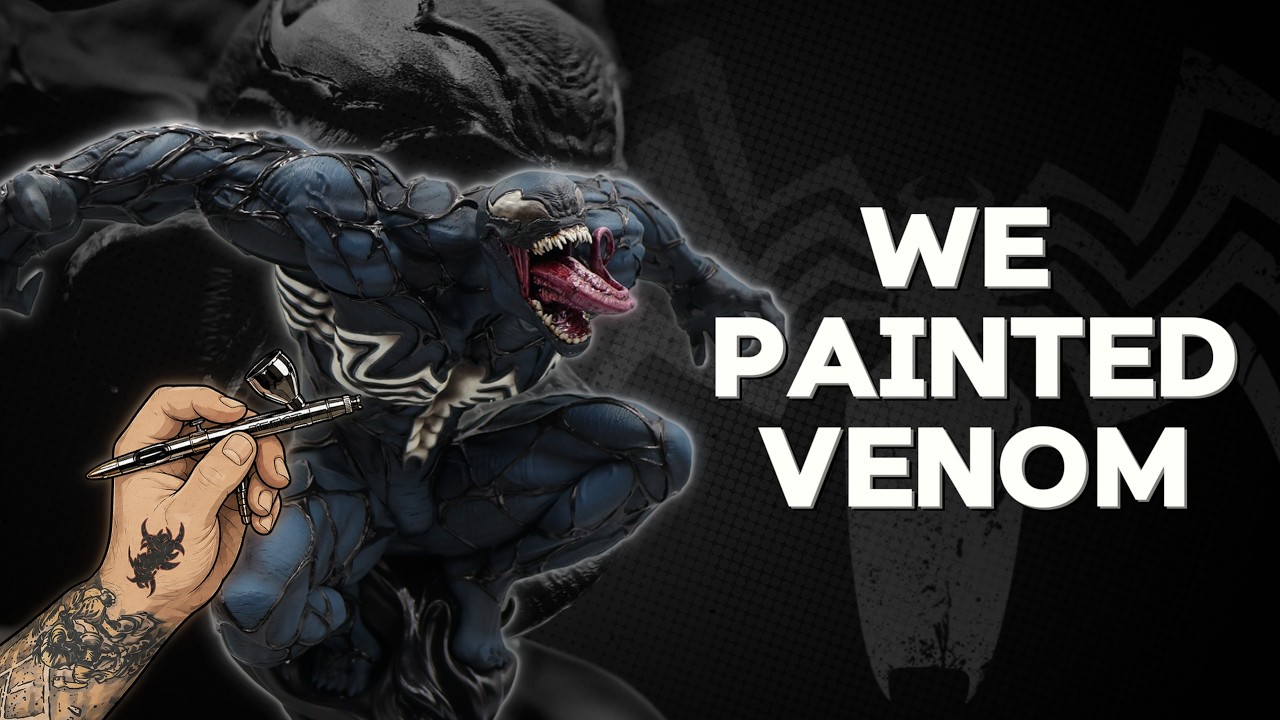 Painting Venom Statue – Full Painting Process 🕷️#Venom #marvel #3dprinting #spiderman #3dpainting