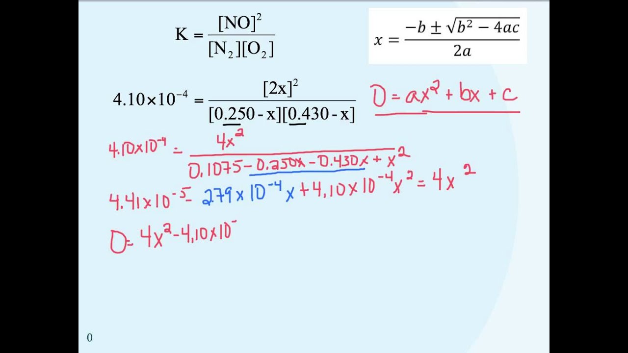 Quadratic Equation in Equilibrium
