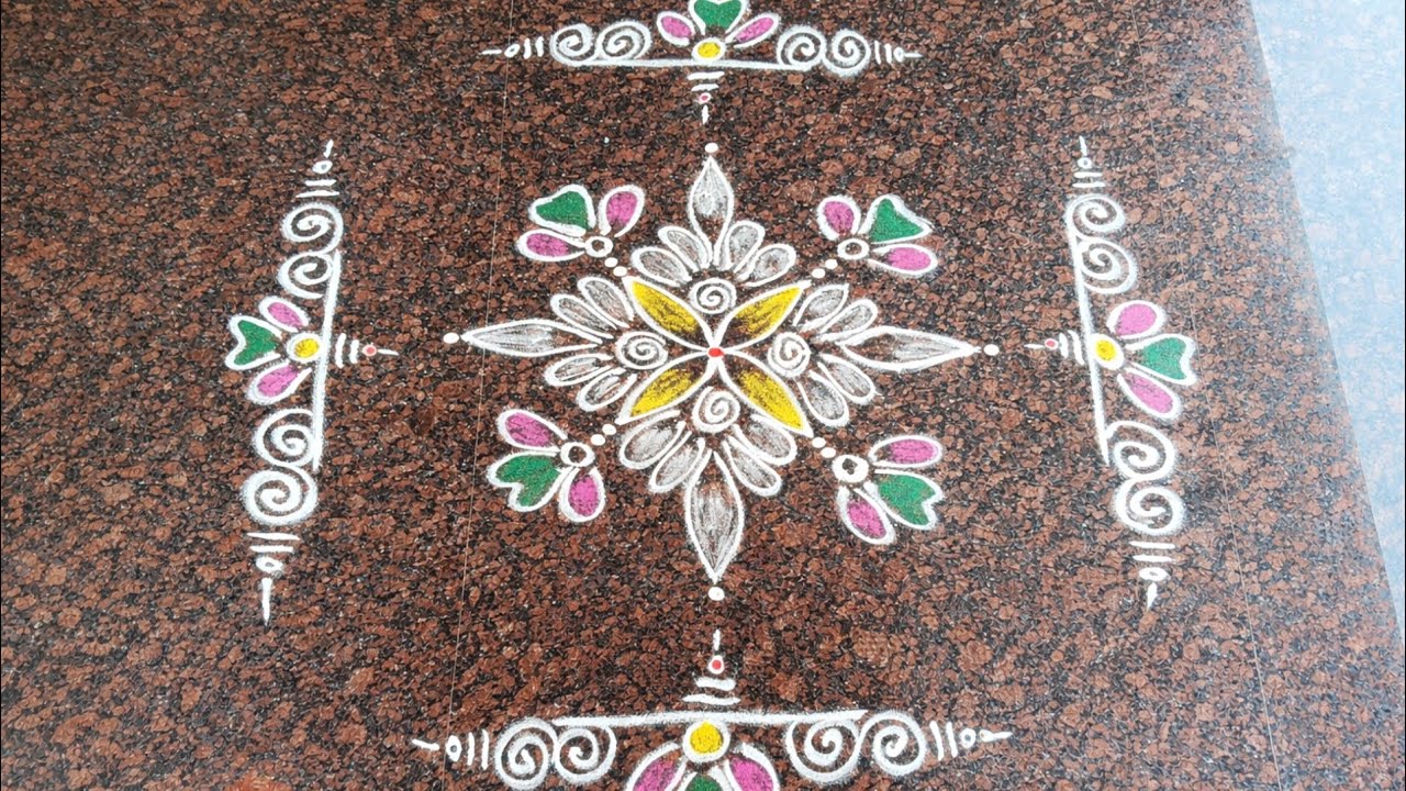Daily Kolam Design 🌸 Easy 5x1 Dots Rangoli | Simple Morning Muggu #muggulu #easyrangoli #daily 