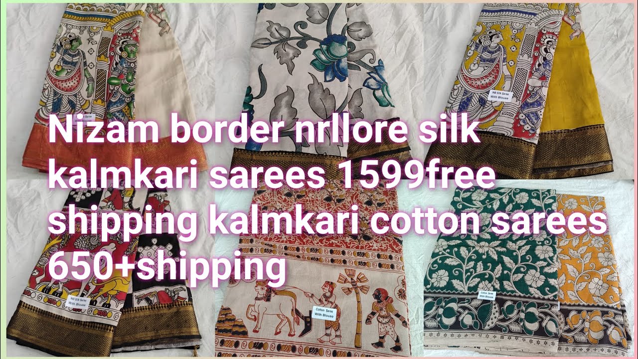 Kalmkari sarees pedana cotton sarees and nellore silk sarees available||super collection||7673963395