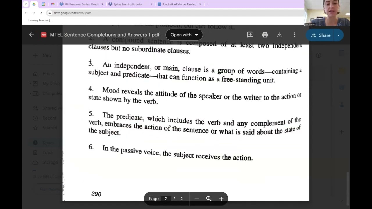 MTEL Test 1 Sentence Corrections Question 6