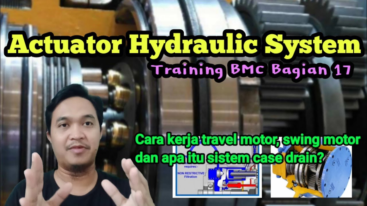 Actuator hydraulic system. Cara kerja travel motor, swing motor & case drain system. BMC 17