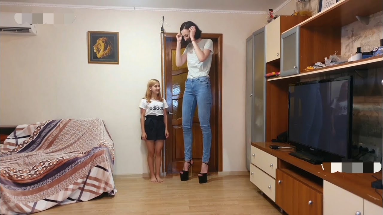Tall Women in Heels Height Comparison against 4ft Girl Part 2