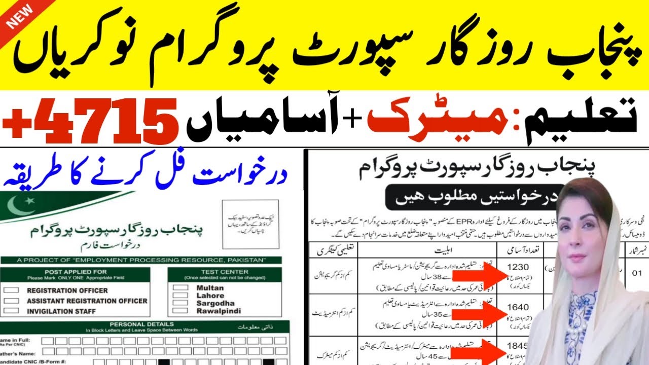 Punjab Rozgar Support Program Jobs 2025 | 4715 Vacancies Announced | Apply Online | Jobs in Punjab