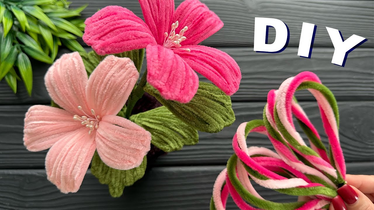DIY Ideas! How to Make Flower basket from Chenille Stems Pipe Cleaner Flowers Craft Ideas