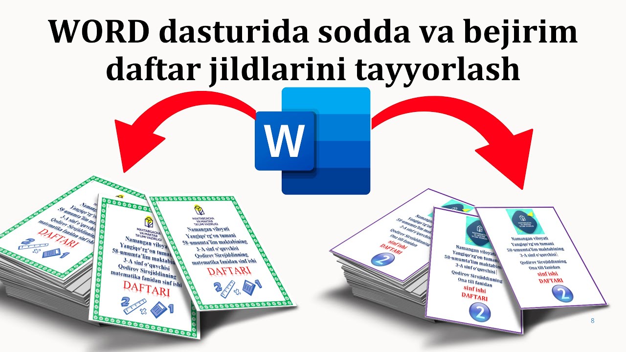 Word dasturida daftarlar uchun qiziqarli muqova yasashni o‘rganamiz!