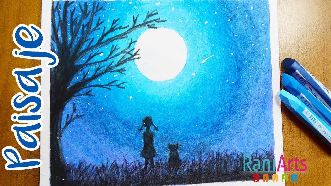 PAISAJE NOCTURNO - ÓLEO PASTEL - PASO A PASO FÁCIL