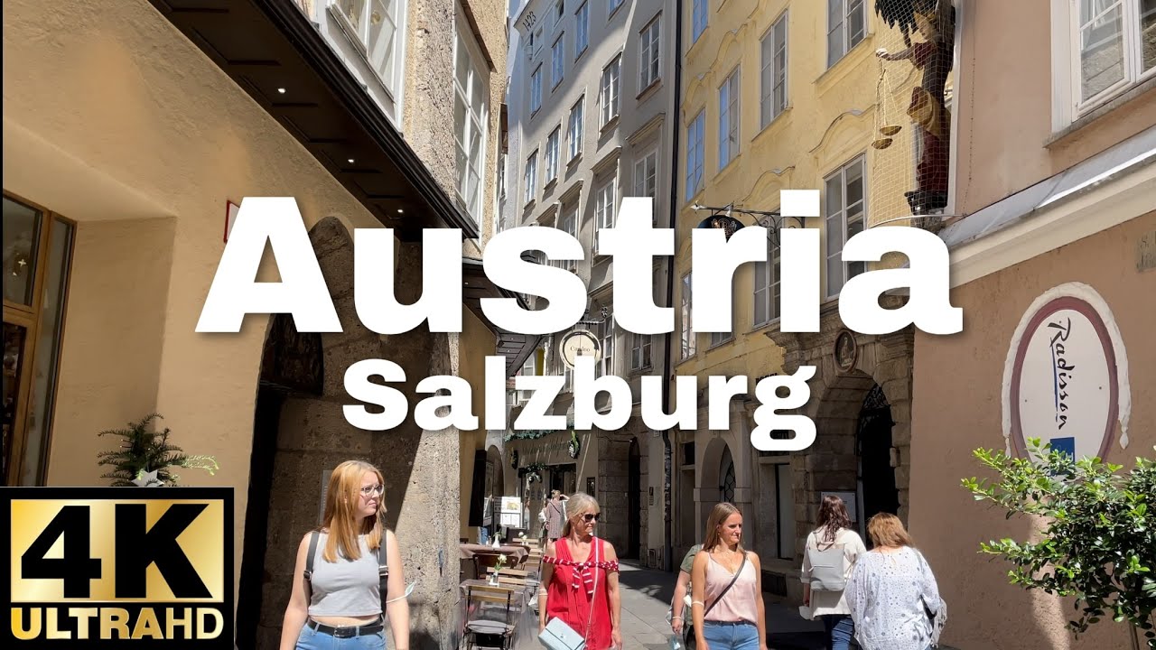 Walking in Salzburg, Austria, City of Music 4K 60fps Ultra HD