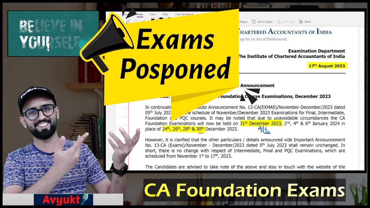 CA Foundation Dec 23 Exams Postponed |  CA Foundation  | CA Hardik Manchanda