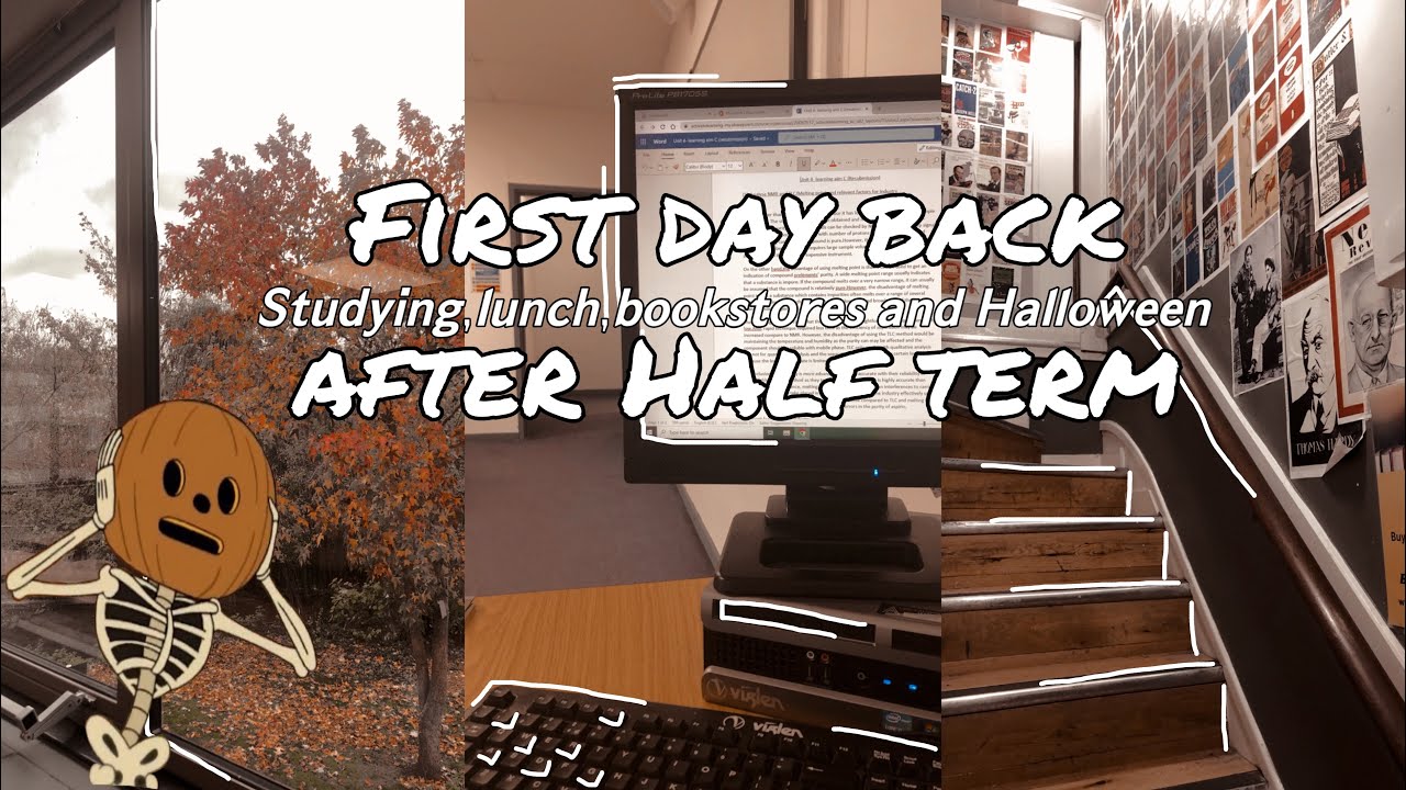 🍂First day back after half-term |college student| studying, lunch,bookstore and Halloween 🍂