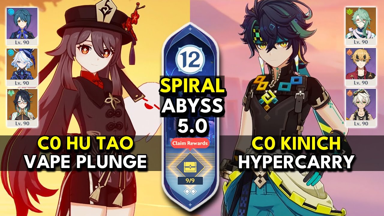 C0 Hu Tao Vaporize & C0 Kinich Hypercarry | Spiral Abyss 5.0 Floor 12 9 Stars | Genshin Impact 5.0