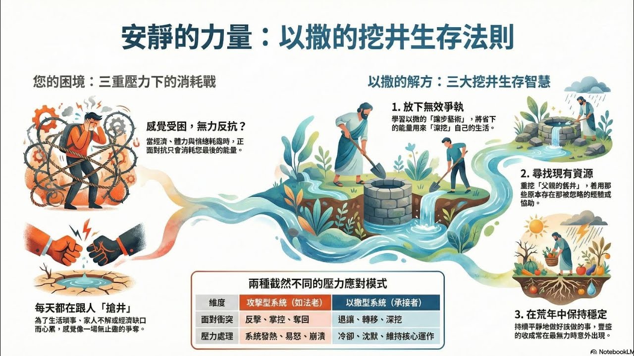 【創世記】【系統論解析】以撒生命系統（不同的生命力量）：平靜、順服的挖井智慧
