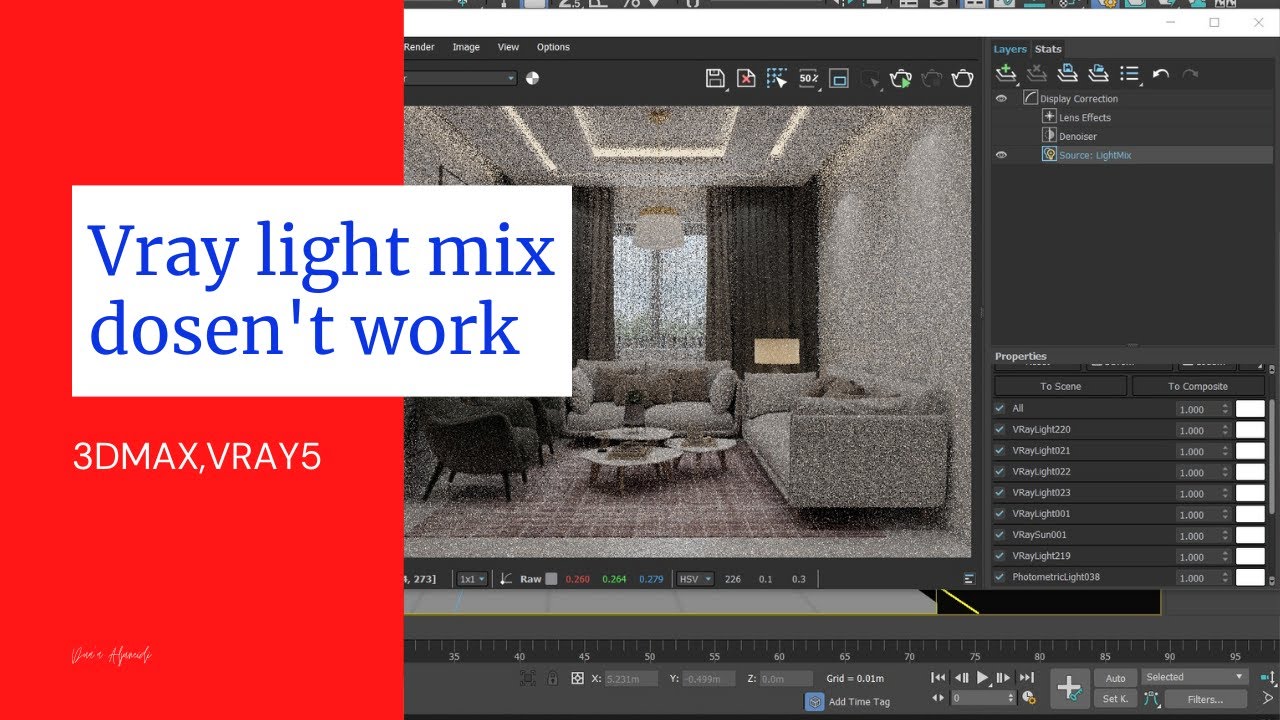 V-ray light mix doesn't work in V-ray 5 ! Please add light mix RE and re-render