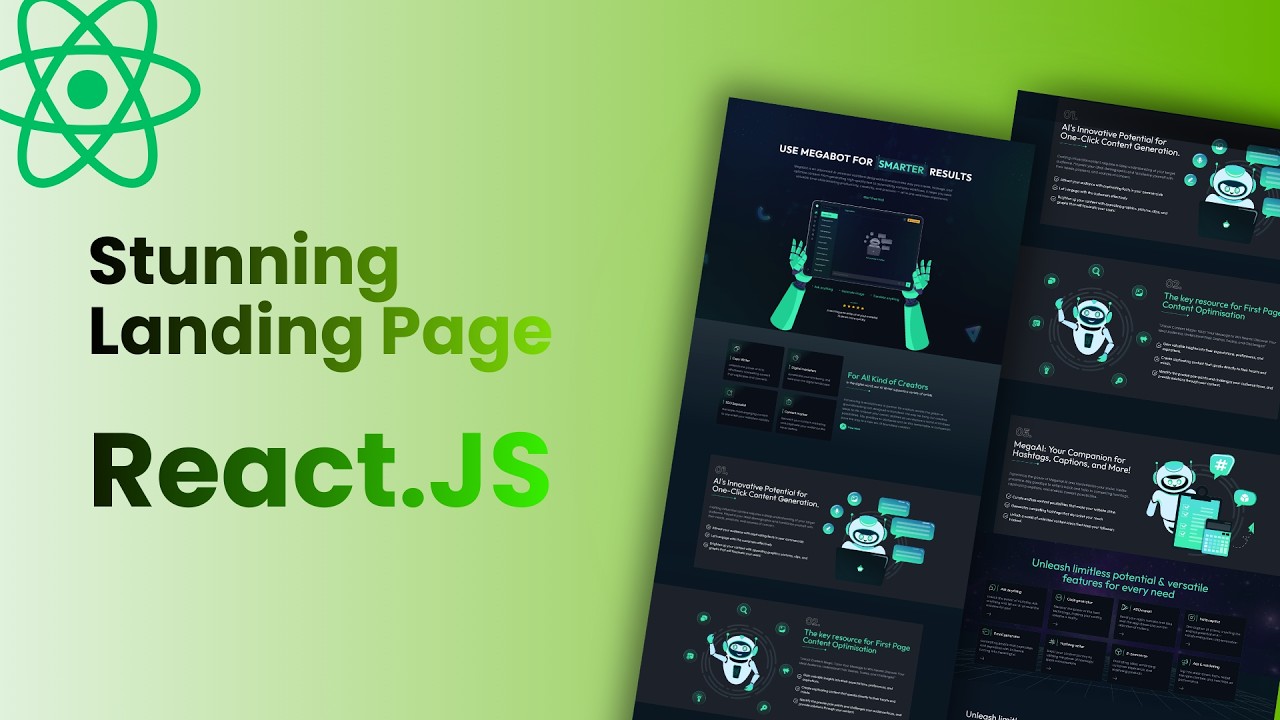 Modern Stunning Landing Page Design using React.JS. Master React.JS step by step.