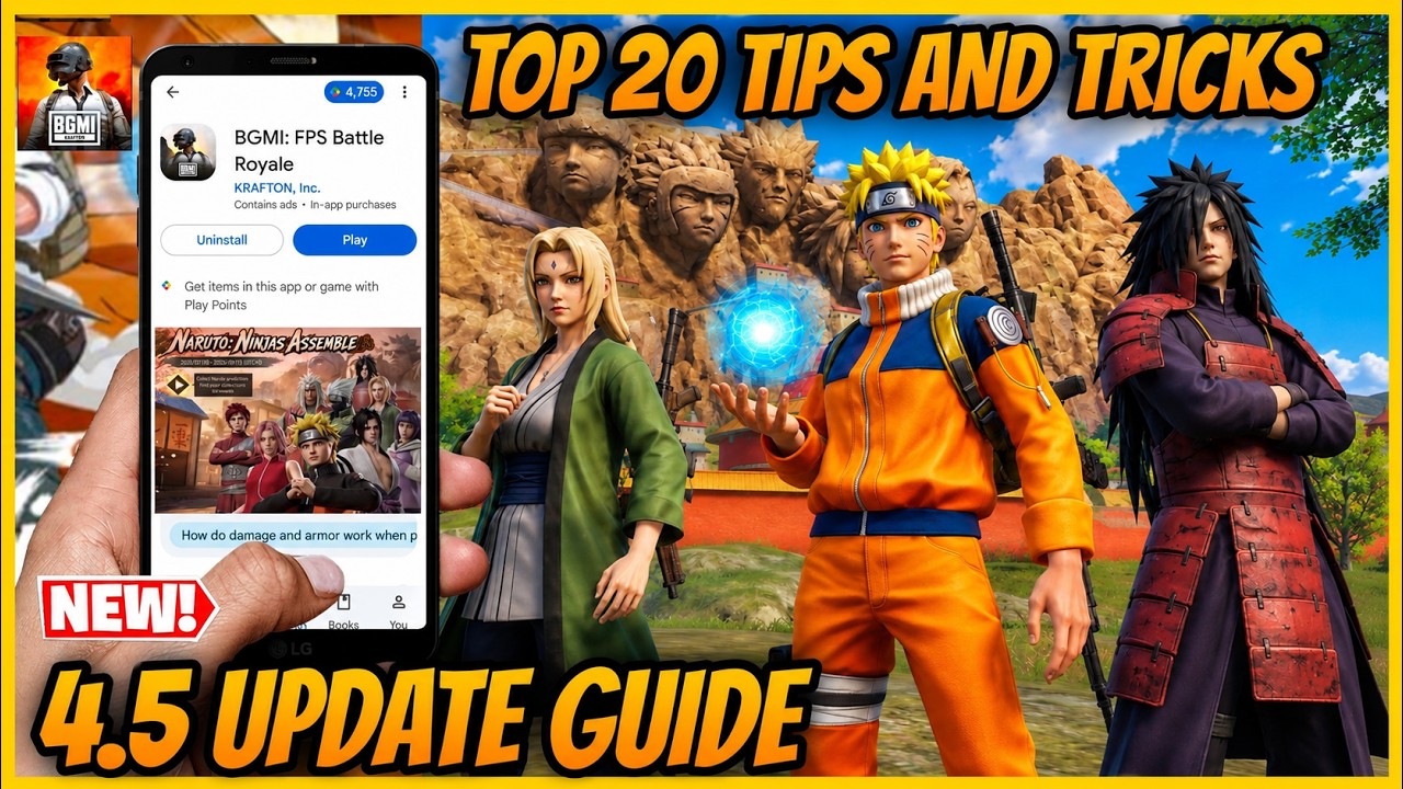 🔥BGMI 4.5 Update | Top 20 Tips & Tricks | Complete 4.5 Naruto Update Guide and New Features