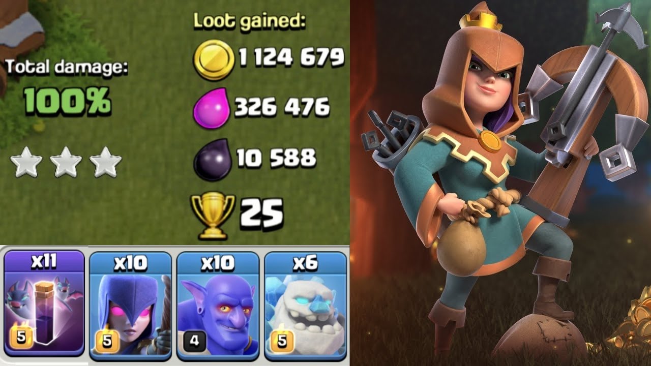 th12 farm attack strategy 2021 ice golem witch bowler bat clash of clans